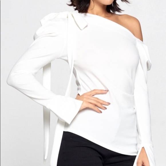 One Shoulder White Top - Picture 4 of 4